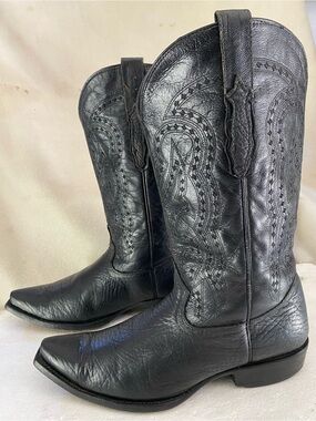El General Lim Edition Black Leather Western Cowboy Boots Men’s Size 9.5